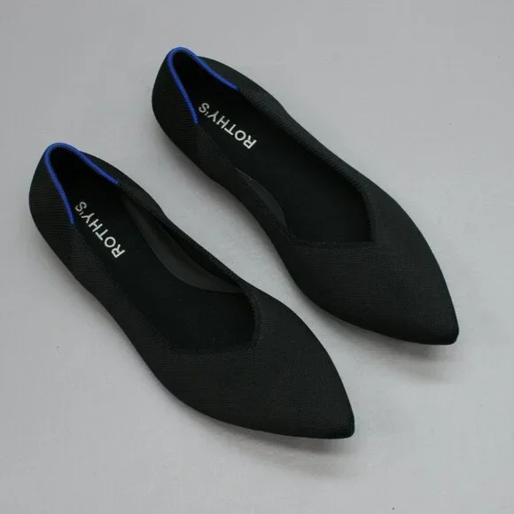 Rothy’s Ladies 9 The Point II Black Knit Pointed-toe Ballet Shoes Flats Loafers - Picture 6 of 12